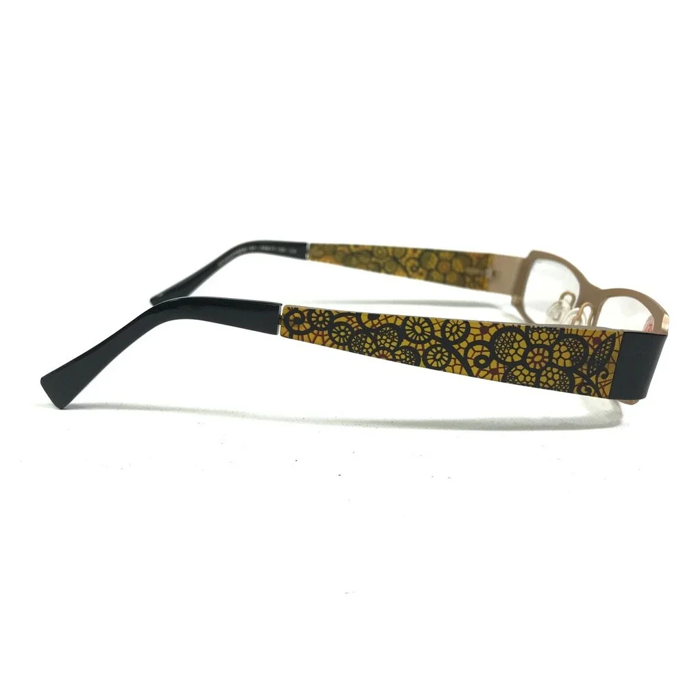 Jean Lafont Eyeglasses Frames ATMOSPHERE 181 Floral Leaves Black Gold 50-17-135